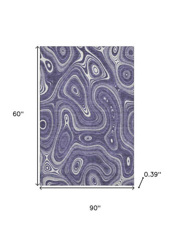 HomeRoots 8' Plum Geometric Washable Round Rug - Durable UV-Protected, Pet-Friendly, Modern Design for All Spaces 717732