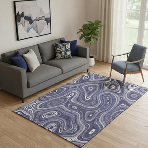 HomeRoots 8' Plum Geometric Washable Round Rug - Durable UV-Protected, Pet-Friendly, Modern Design for All Spaces 717732