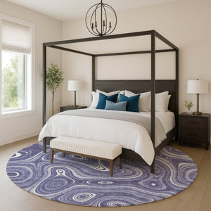 HomeRoots 8' X 10' Plum and Ivory Geometric Washable Area Rug – Stain Resistant, UV Protected, Stylish Home Decor 717733