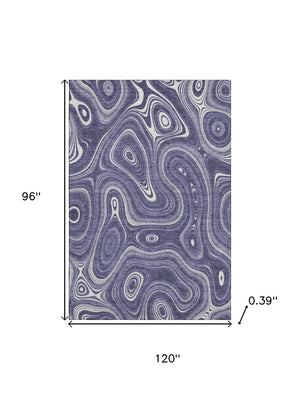 HomeRoots 9' X 12' Stylish Plum & Ivory Geometric Area Rug - Washable, UV-Protected, Family-Friendly Design 717734