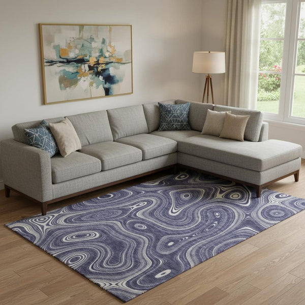 HomeRoots 10' X 14' Plum & Ivory Geometric Area Rug - Stylish, Machine Washable, UV Protected for Busy Homes 717735