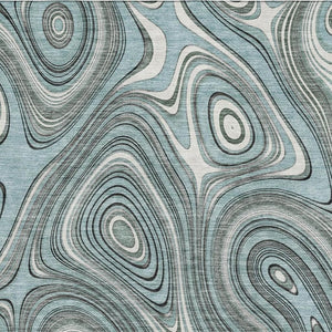 HomeRoots 5' X 8' Sky Blue & Ivory Geometric Area Rug – Washable, UV Protected, Kid & Pet Friendly, Non-Slip 717737