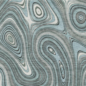 HomeRoots 8' Sky Blue Geometric Round Rug - Washable, UV Protected, Stain Resistant, Perfect for High-Traffic Areas 717738
