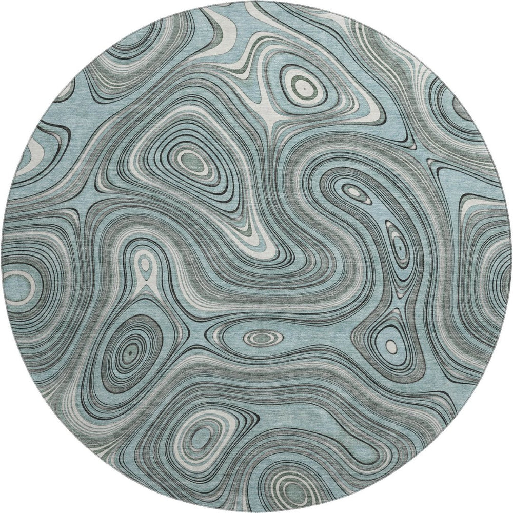 HomeRoots 8' X 10' Sky Blue and Ivory Geometric Area Rug - Washable, UV Protected, Stain Resistant, Durable Design 717739