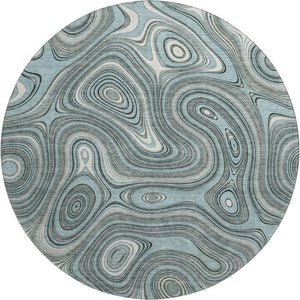 HomeRoots 8' X 10' Sky Blue and Ivory Geometric Area Rug - Washable, UV Protected, Stain Resistant, Durable Design 717739