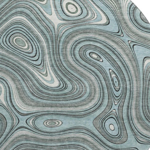 HomeRoots 8' X 10' Sky Blue and Ivory Geometric Area Rug - Washable, UV Protected, Stain Resistant, Durable Design 717739
