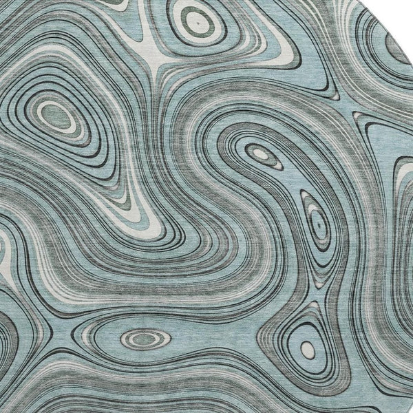 HomeRoots 8' X 10' Sky Blue and Ivory Geometric Area Rug - Washable, UV Protected, Stain Resistant, Durable Design 717739