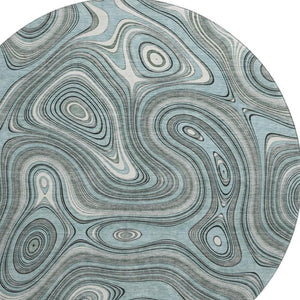 HomeRoots 8' X 10' Sky Blue and Ivory Geometric Area Rug - Washable, UV Protected, Stain Resistant, Durable Design 717739