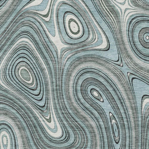 HomeRoots 9' X 12' Sky Blue Geometric Area Rug - Washable, UV Protected, Kid & Pet Friendly for Modern Homes 717740