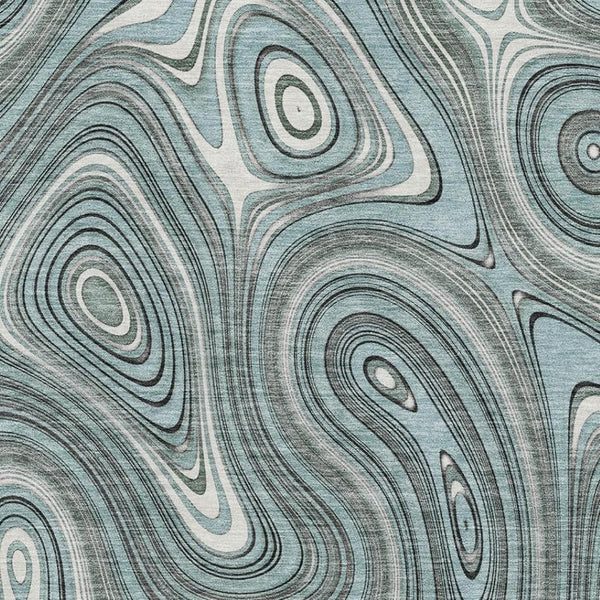 HomeRoots 9' X 12' Sky Blue Geometric Area Rug - Washable, UV Protected, Kid & Pet Friendly for Modern Homes 717740