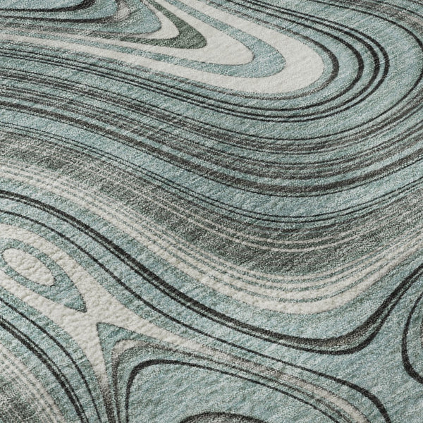 HomeRoots 9' X 12' Sky Blue Geometric Area Rug - Washable, UV Protected, Kid & Pet Friendly for Modern Homes 717740