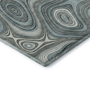 HomeRoots 10' X 14' Sky Blue Geometric Area Rug - Washable, UV Protected, Stain Resistant for High-Traffic Areas 717741
