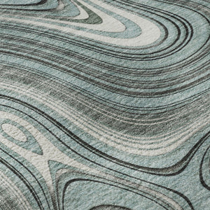 HomeRoots 10' X 14' Sky Blue Geometric Area Rug - Washable, UV Protected, Stain Resistant for High-Traffic Areas 717741