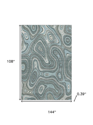 HomeRoots 10' X 14' Sky Blue Geometric Area Rug - Washable, UV Protected, Stain Resistant for High-Traffic Areas 717741