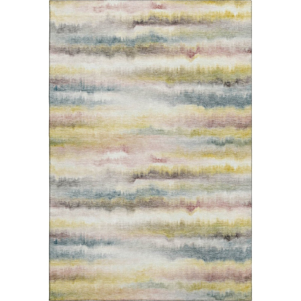 HomeRoots 8' Gold And Ivory Striped Round Rug - Washable, UV Protected, Durable for Homes with Kids & Pets 717746