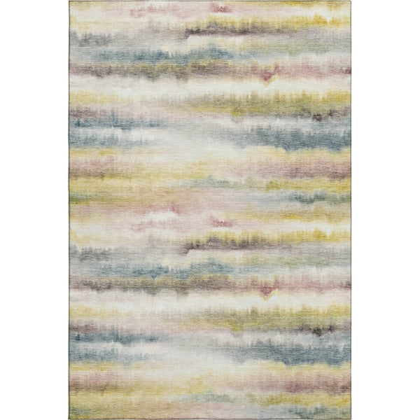 HomeRoots 8' Gold And Ivory Striped Round Rug - Washable, UV Protected, Durable for Homes with Kids & Pets 717746