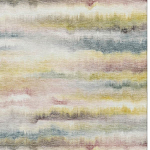 HomeRoots 8' Gold And Ivory Striped Round Rug - Washable, UV Protected, Durable for Homes with Kids & Pets 717746