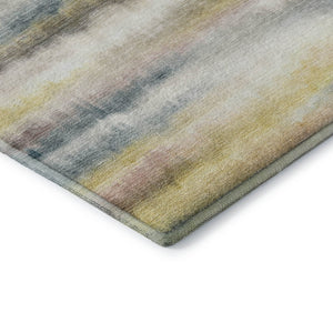 HomeRoots 8' Gold And Ivory Striped Round Rug - Washable, UV Protected, Durable for Homes with Kids & Pets 717746