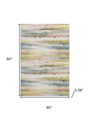 HomeRoots 8' Gold And Ivory Striped Round Rug - Washable, UV Protected, Durable for Homes with Kids & Pets 717746
