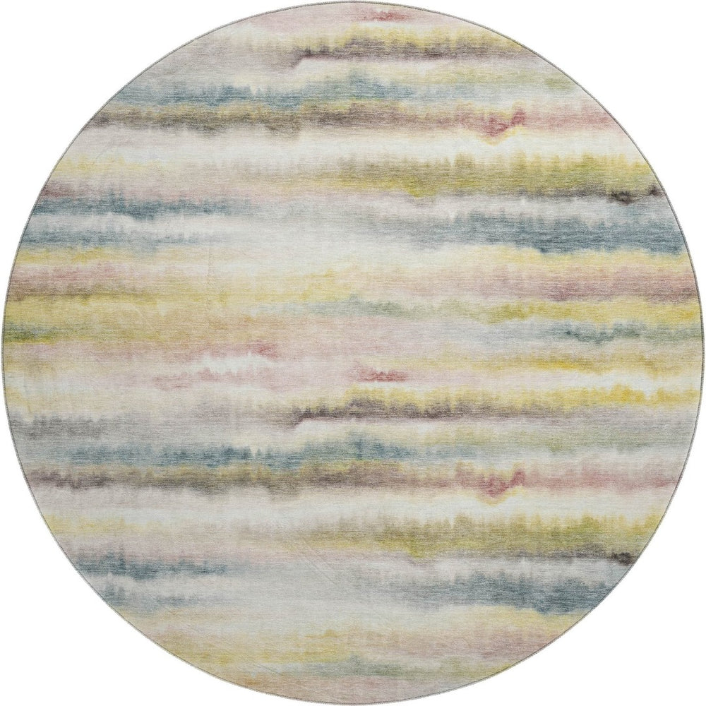 HomeRoots 8' X 10' Striped Gold and Ivory Washable Area Rug with UV Protection for Stylish, Busy Homes 717747