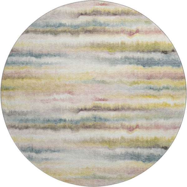 HomeRoots 8' X 10' Striped Gold and Ivory Washable Area Rug with UV Protection for Stylish, Busy Homes 717747