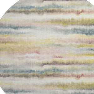 HomeRoots 8' X 10' Striped Gold and Ivory Washable Area Rug with UV Protection for Stylish, Busy Homes 717747