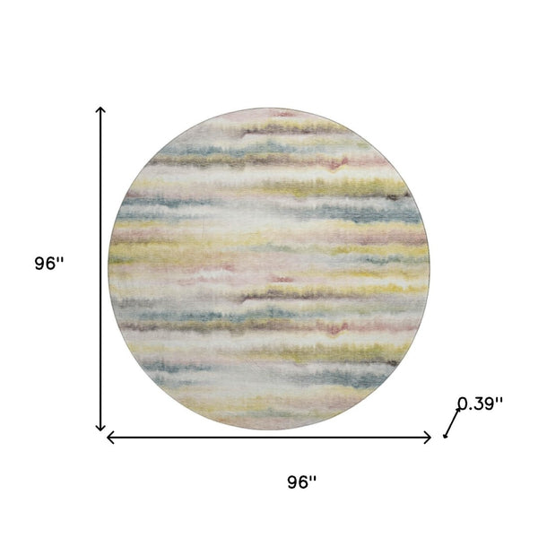 HomeRoots 8' X 10' Striped Gold and Ivory Washable Area Rug with UV Protection for Stylish, Busy Homes 717747