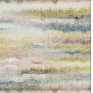 HomeRoots 9' X 12' Gold And Ivory Striped Washable Area Rug – Durable, UV-Protected, Perfect for High-Traffic Spaces 717748