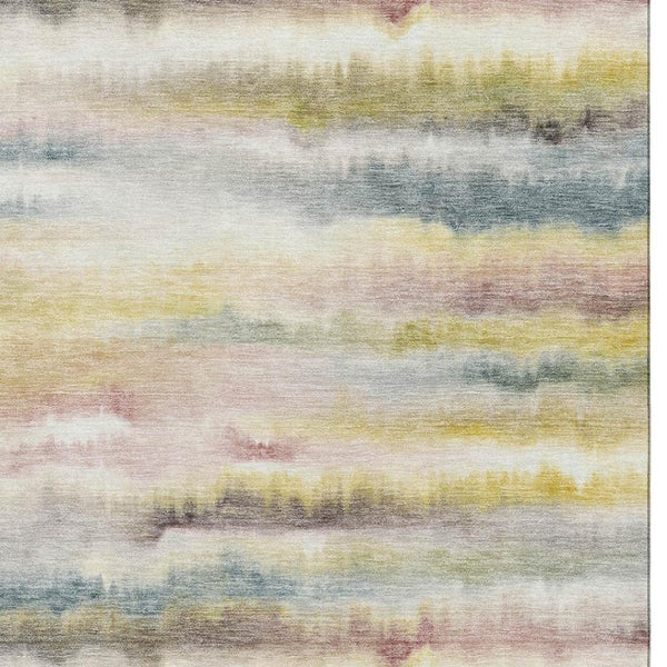 HomeRoots 9' X 12' Gold And Ivory Striped Washable Area Rug – Durable, UV-Protected, Perfect for High-Traffic Spaces 717748