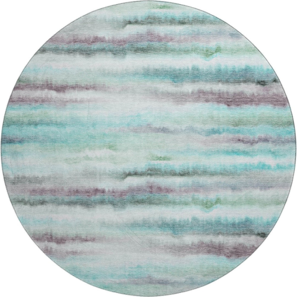 HomeRoots 8' X 10' Teal & Ivory Striped Area Rug - UV Resistant, Washable, Kid & Pet Friendly for Easy Care 717753