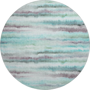 HomeRoots 8' X 10' Teal & Ivory Striped Area Rug - UV Resistant, Washable, Kid & Pet Friendly for Easy Care 717753