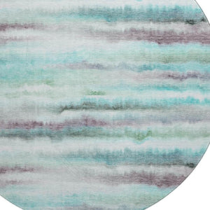 HomeRoots 8' X 10' Teal & Ivory Striped Area Rug - UV Resistant, Washable, Kid & Pet Friendly for Easy Care 717753