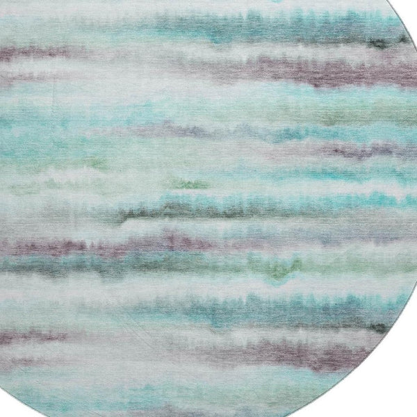 HomeRoots 8' X 10' Teal & Ivory Striped Area Rug - UV Resistant, Washable, Kid & Pet Friendly for Easy Care 717753