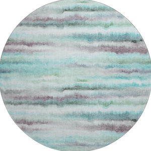 HomeRoots 8' X 10' Teal & Ivory Striped Area Rug - UV Resistant, Washable, Kid & Pet Friendly for Easy Care 717753