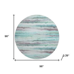 HomeRoots 8' X 10' Teal & Ivory Striped Area Rug - UV Resistant, Washable, Kid & Pet Friendly for Easy Care 717753