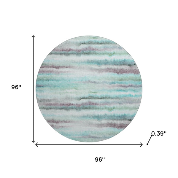 HomeRoots 8' X 10' Teal & Ivory Striped Area Rug - UV Resistant, Washable, Kid & Pet Friendly for Easy Care 717753