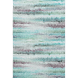 HomeRoots 9' X 12' Striped Teal and Ivory Washable Area Rug with UV Protection for Stylish Living Spaces 717754