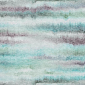HomeRoots 9' X 12' Striped Teal and Ivory Washable Area Rug with UV Protection for Stylish Living Spaces 717754