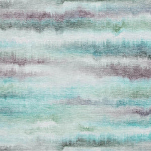 HomeRoots 10' X 14' Stylish Teal and Ivory Striped Washable Area Rug with UV Protection for Busy Homes 717755