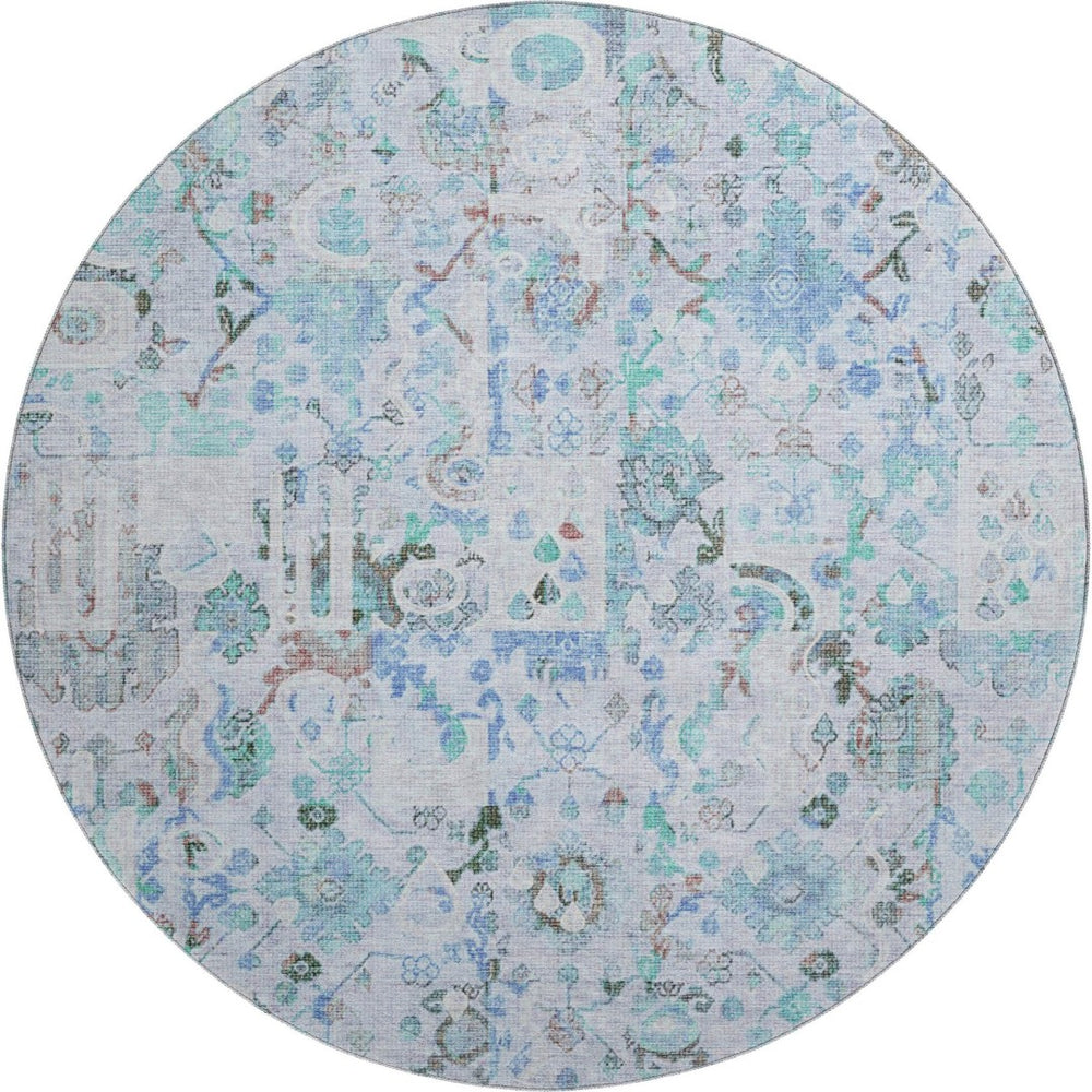 HomeRoots 8' x 10' Blue & Ivory Patchwork Area Rug - UV Protected, Washable, Stain Resistant for Busy Homes 717759