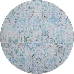 HomeRoots 8' x 10' Blue & Ivory Patchwork Area Rug - UV Protected, Washable, Stain Resistant for Busy Homes 717759