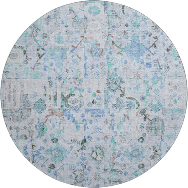 HomeRoots 8' x 10' Blue & Ivory Patchwork Area Rug - UV Protected, Washable, Stain Resistant for Busy Homes 717759