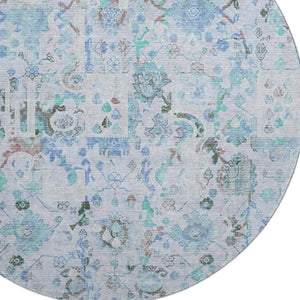 HomeRoots 8' x 10' Blue & Ivory Patchwork Area Rug - UV Protected, Washable, Stain Resistant for Busy Homes 717759