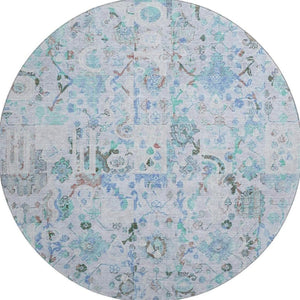 HomeRoots 8' x 10' Blue & Ivory Patchwork Area Rug - UV Protected, Washable, Stain Resistant for Busy Homes 717759