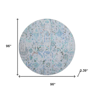 HomeRoots 8' x 10' Blue & Ivory Patchwork Area Rug - UV Protected, Washable, Stain Resistant for Busy Homes 717759