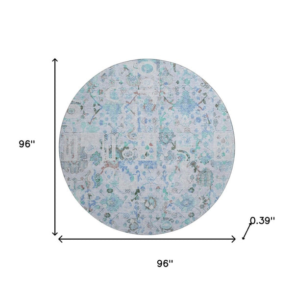 HomeRoots 8' x 10' Blue & Ivory Patchwork Area Rug - UV Protected, Washable, Stain Resistant for Busy Homes 717759