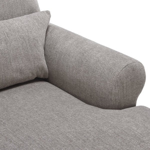 English Elm Upholstered Chaise Lounge Rolled Arms Reclining Back Foam Cushion Elegant Wood Feet Light Gray T3623P411642