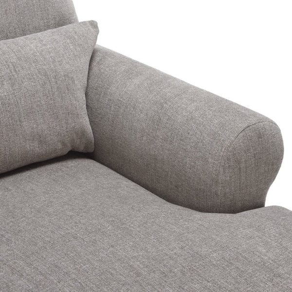 English Elm Upholstered Chaise Lounge Rolled Arms Reclining Back Foam Cushion Elegant Wood Feet Light Gray T3623P411642