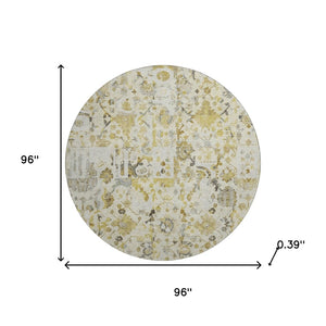 HomeRoots 8' X 10' Gold and Ivory Patchwork Area Rug - Durable, Washable, UV-Protected for Family Living Spaces 717765