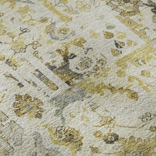 HomeRoots 9' X 12' Gold and Ivory Patchwork Area Rug – Stylish, Stain-Resistant, UV-Protected for Busy Homes 717766